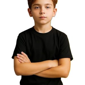 kids boys round neck half sleeve t shirt, solid plain, cotton, regular fit